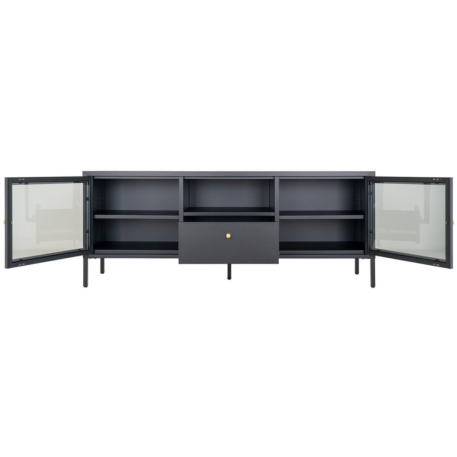 Dalby Zwart / Glas TV Meubel 2-Deuren 1-Lade Dalby Zwart / Glas TV Meubel 2-Deuren 1-Lade