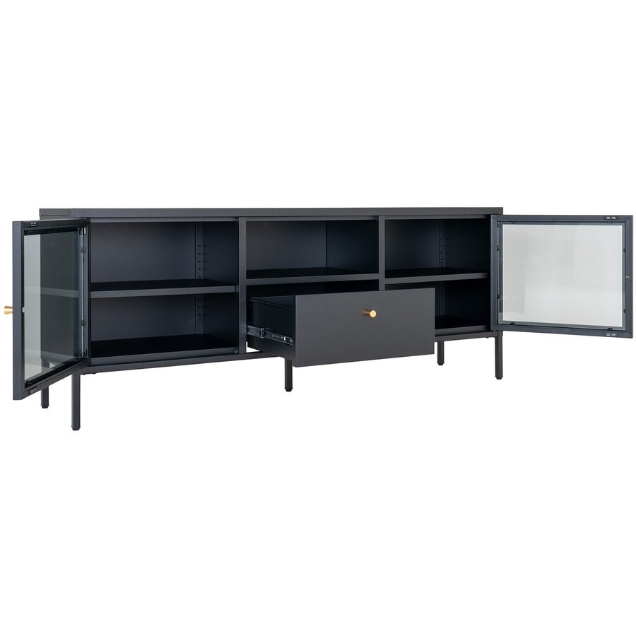 Dalby Zwart / Glas TV Meubel 2-Deuren 1-Lade Dalby Zwart / Glas TV Meubel 2-Deuren 1-Lade