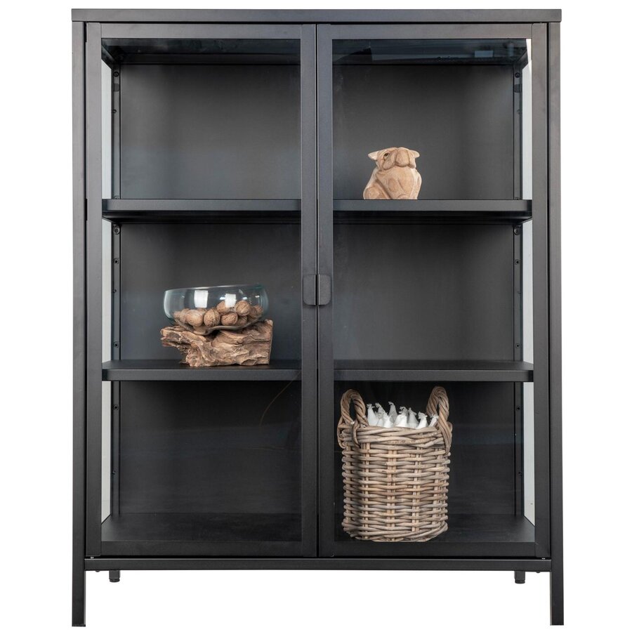 Brisbane Zwart / Glas Vitrinekast H101 cm Brisbane Zwart / Glas Vitrinekast H101 cm
