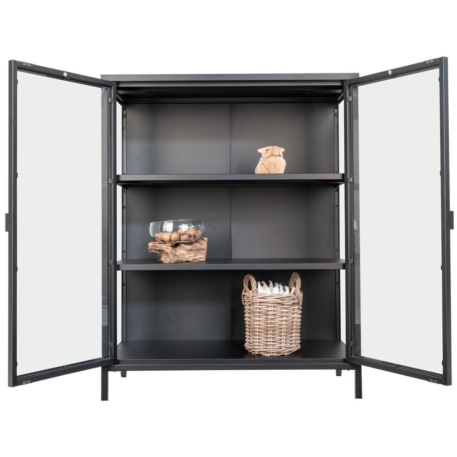 Brisbane Zwart / Glas Vitrinekast H101 cm Brisbane Zwart / Glas Vitrinekast H101 cm