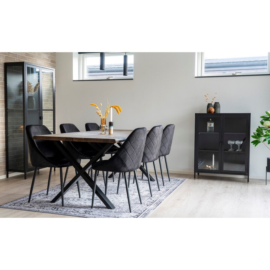 Brisbane Zwart / Glas Vitrinekast H101 cm Brisbane Zwart / Glas Vitrinekast H101 cm