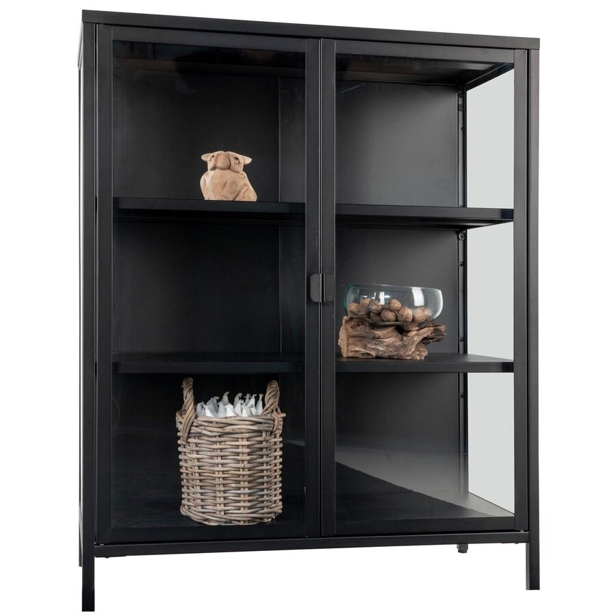 Brisbane Zwart / Glas Vitrinekast H101 cm Brisbane Zwart / Glas Vitrinekast H101 cm