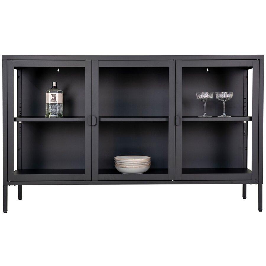 Brisbane Zwart / Glas Dressoir W140 cm