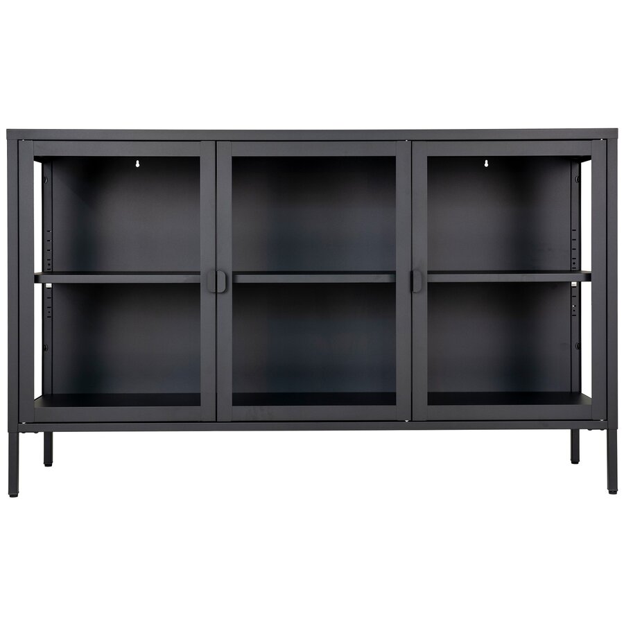 Brisbane Zwart / Glas Dressoir W140 cm
