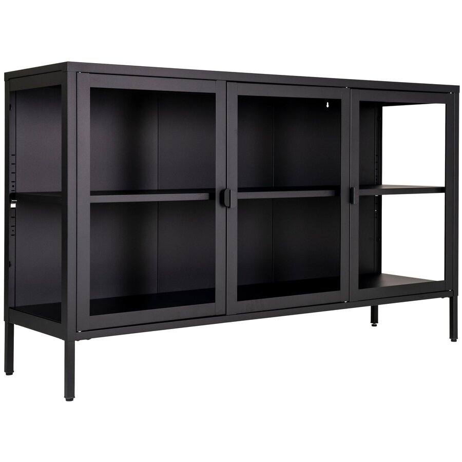Brisbane Zwart / Glas Dressoir W140 cm