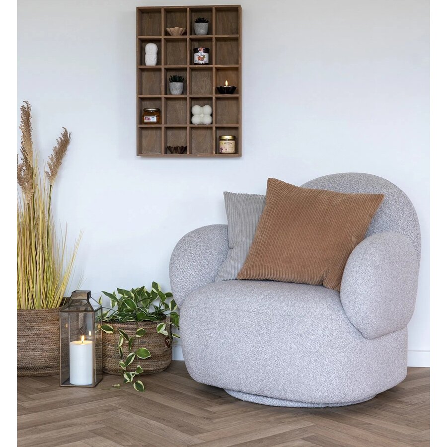 Messina Draaifauteuil Lichtgrijs Bouclé Messina Draaifauteuil Lichtgrijs Bouclé