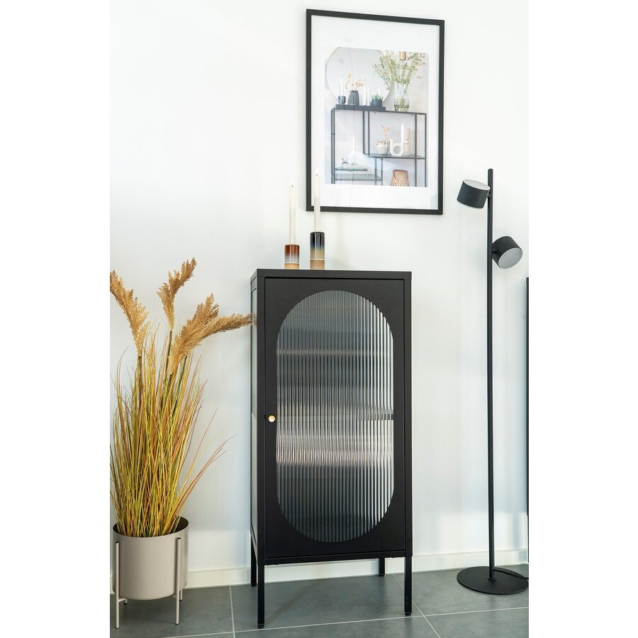 Adelaide Zwart / Glas Vitrinekast 1-Deur