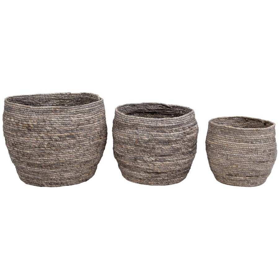 Tivoli Grijze Maïsbladeren Manden Set van 3 Tivoli Grijze Maïsbladeren Manden Set van 3