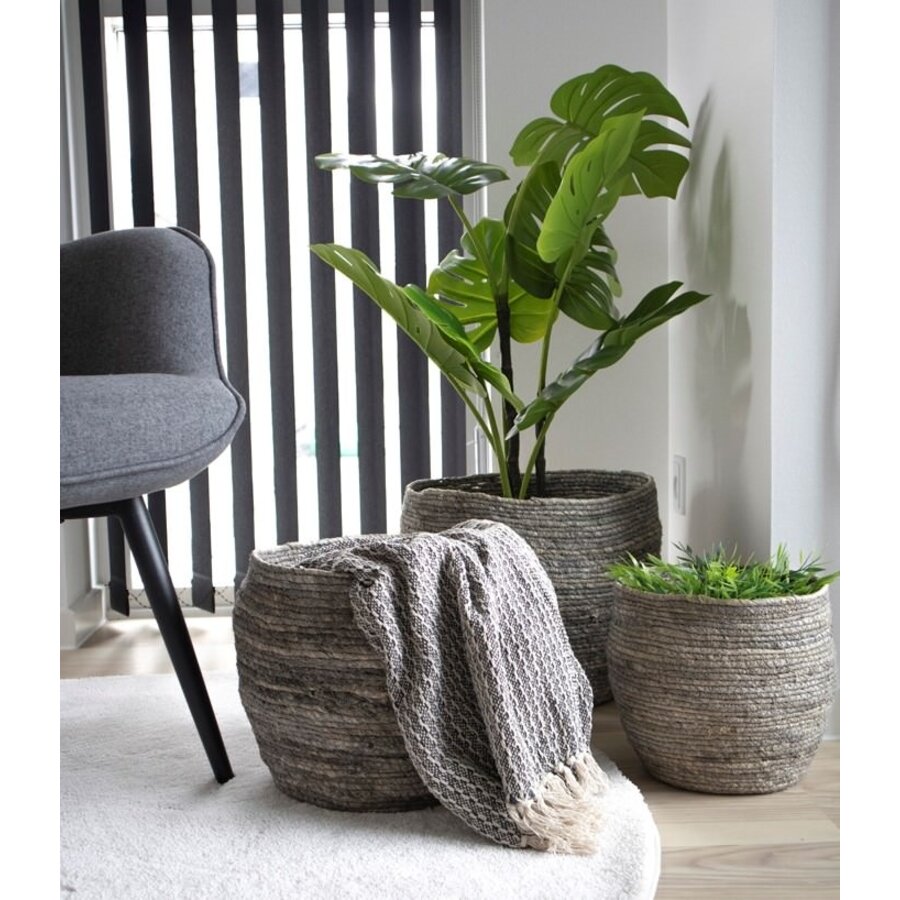 Tivoli Grijze Maïsbladeren Manden Set van 3 Tivoli Grijze Maïsbladeren Manden Set van 3