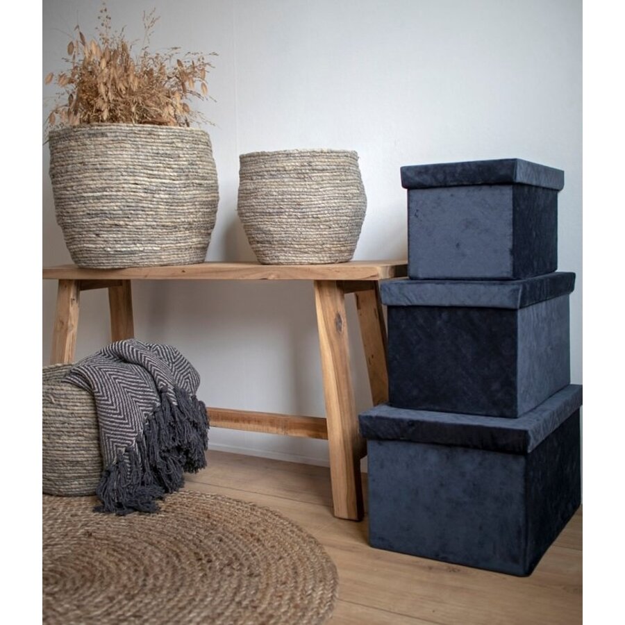 Tivoli Grijze Maïsbladeren Manden Set van 3 Tivoli Grijze Maïsbladeren Manden Set van 3