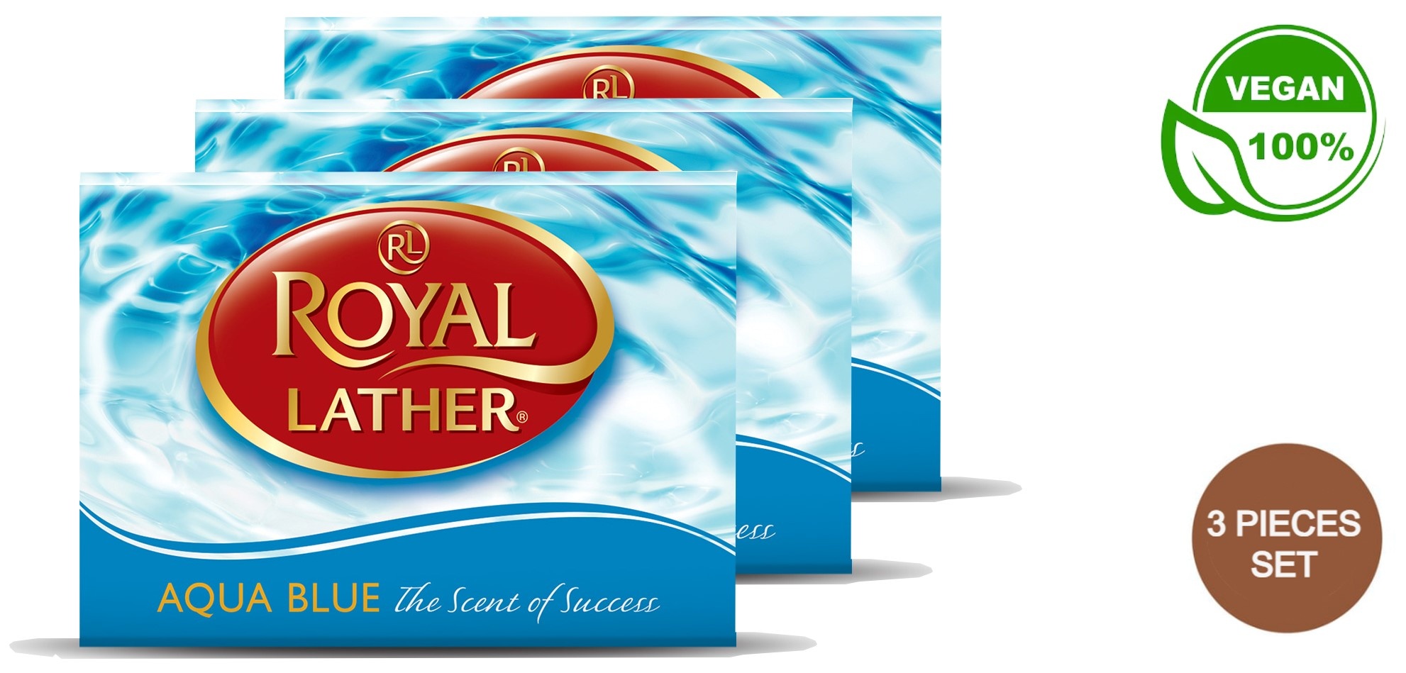 Royal Lather Aqua Zeep - 3 Stuks | Vegan | Verfrissende Geur en Zachte Reiniging