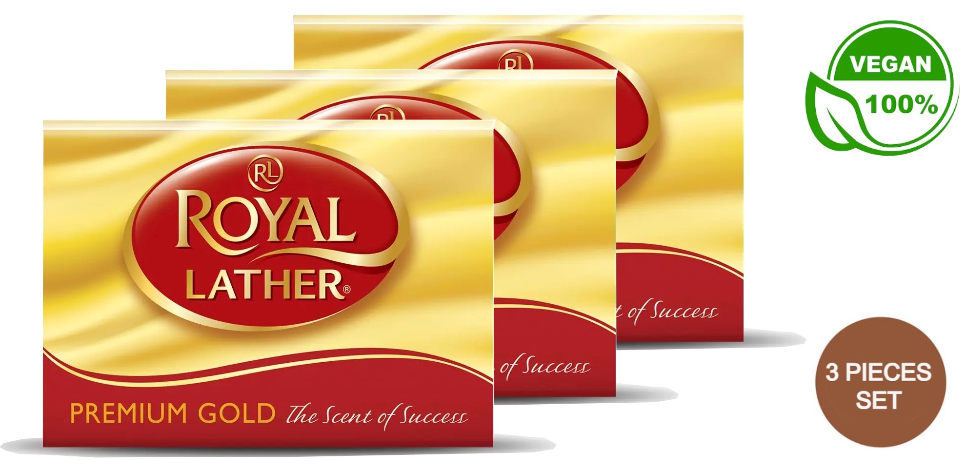 Royal Lather Premium Gold Zeep - 3 Stuks | Vegan | Verfrissende Geur en Zachte Reiniging