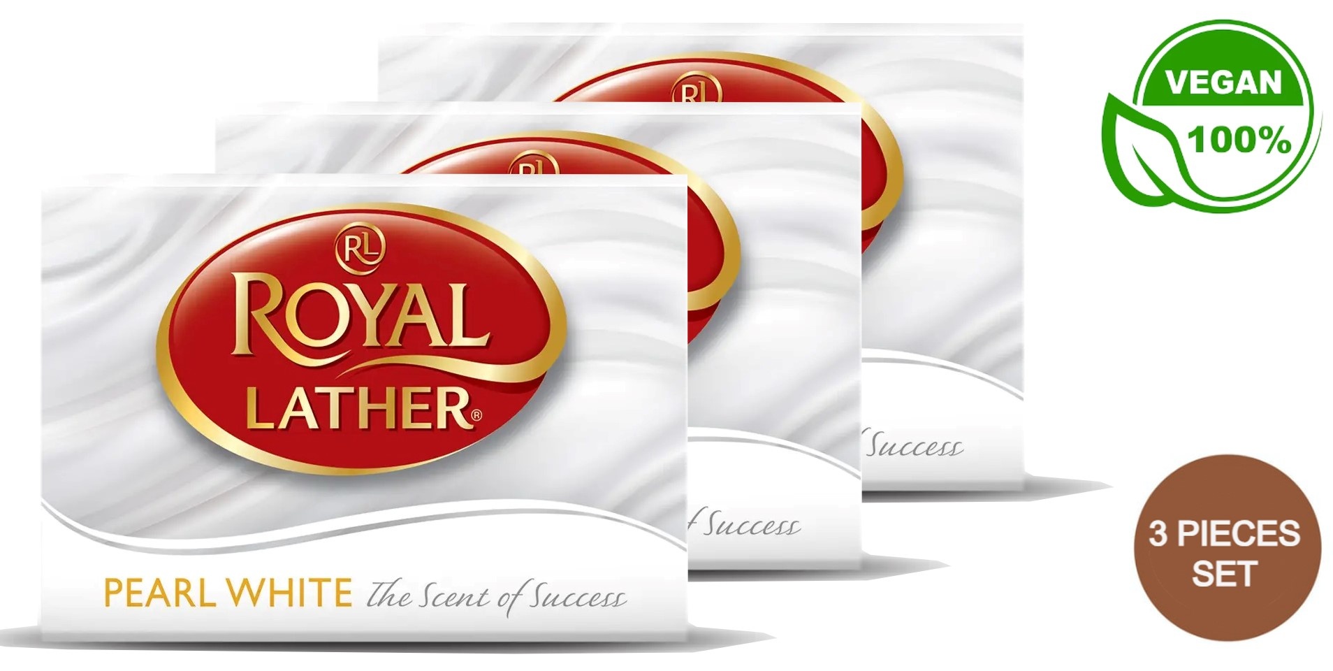 Royal Lather Pearl White Zeep - 3 Stuks | VEGAN | Verfrissende Geur en Zachte Reiniging