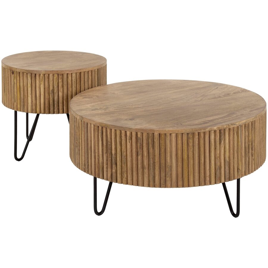Wave Ronde Salontafel Set Massief Mango Wave Ronde Salontafel Set Massief Mango