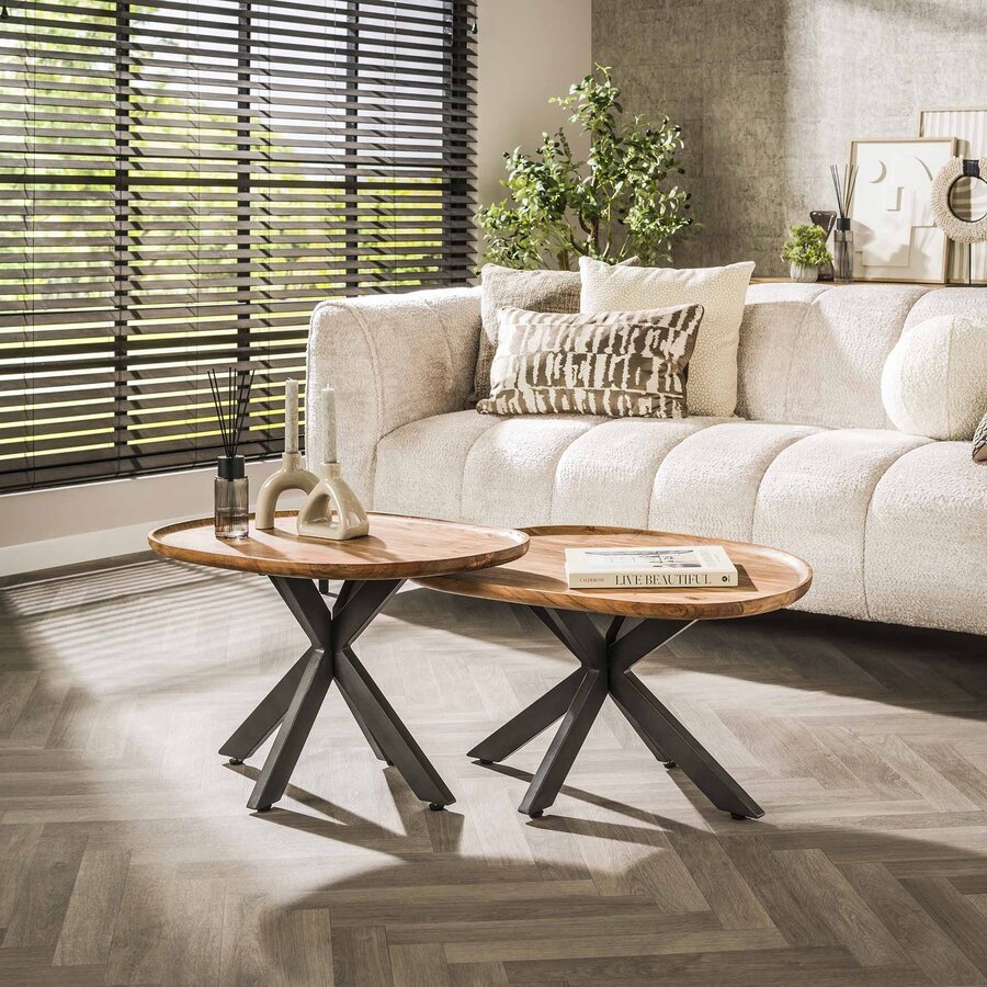 Sera Organisch Salontafel Set Massief Acacia Sera Organisch Salontafel Set Massief Acacia