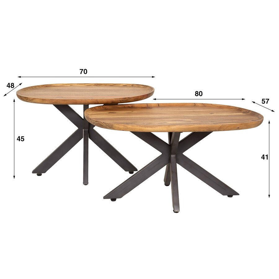 Sera Organisch Salontafel Set Massief Acacia Sera Organisch Salontafel Set Massief Acacia