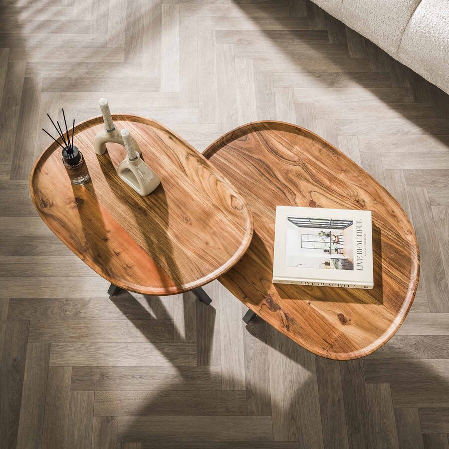 Sera Organisch Salontafel Set Massief Acacia Sera Organisch Salontafel Set Massief Acacia