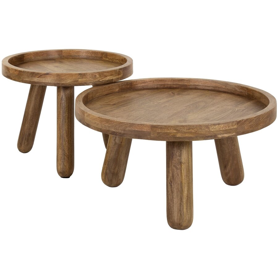Tripod Massief Mango Salontafel Set Rond Tripod Massief Mango Salontafel Set Rond