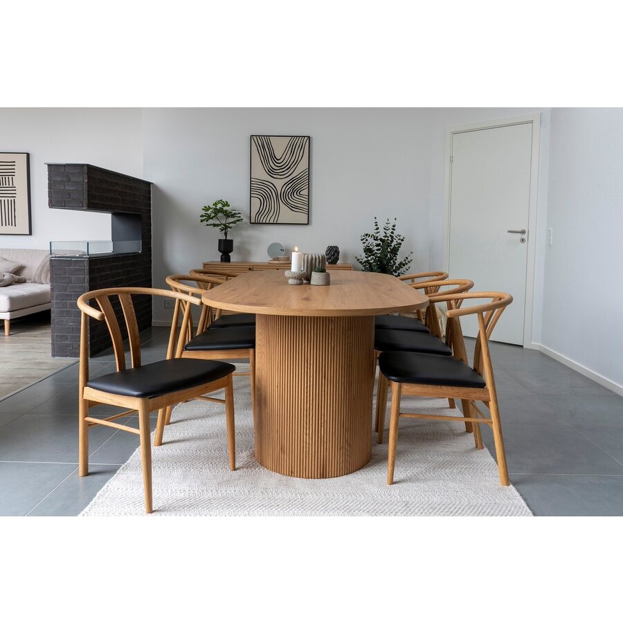 Artenara Eetkamerstoel Eiken / Zwart PU-Leer Artenara Eetkamerstoel Eiken / Zwart PU-Leer