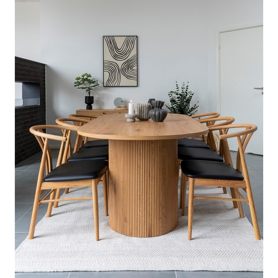 Artenara Eetkamerstoel Eiken / Zwart PU-Leer Artenara Eetkamerstoel Eiken / Zwart PU-Leer