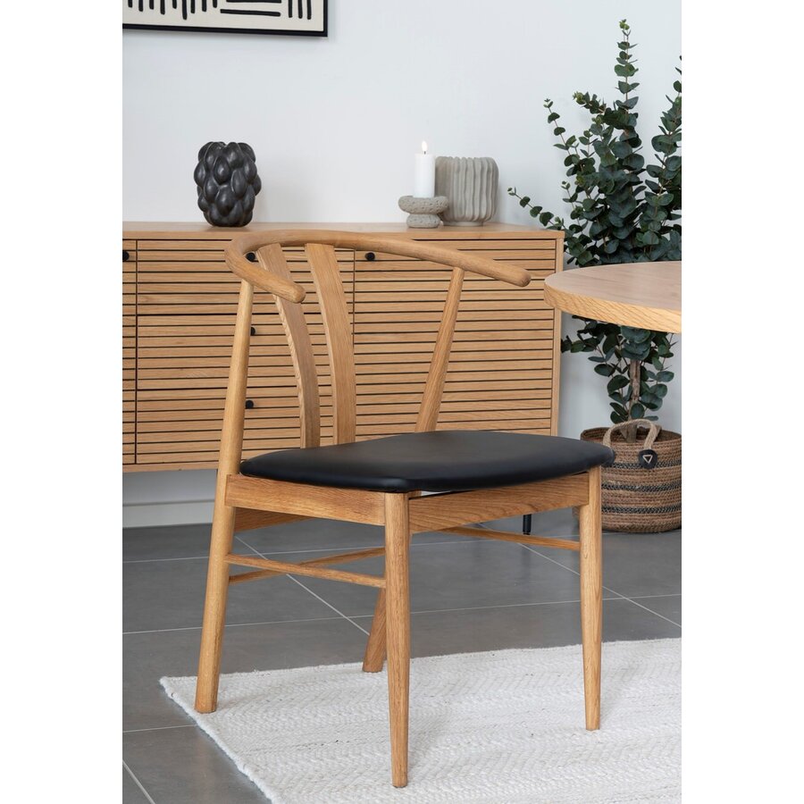 Artenara Eetkamerstoel Eiken / Zwart PU-Leer Artenara Eetkamerstoel Eiken / Zwart PU-Leer