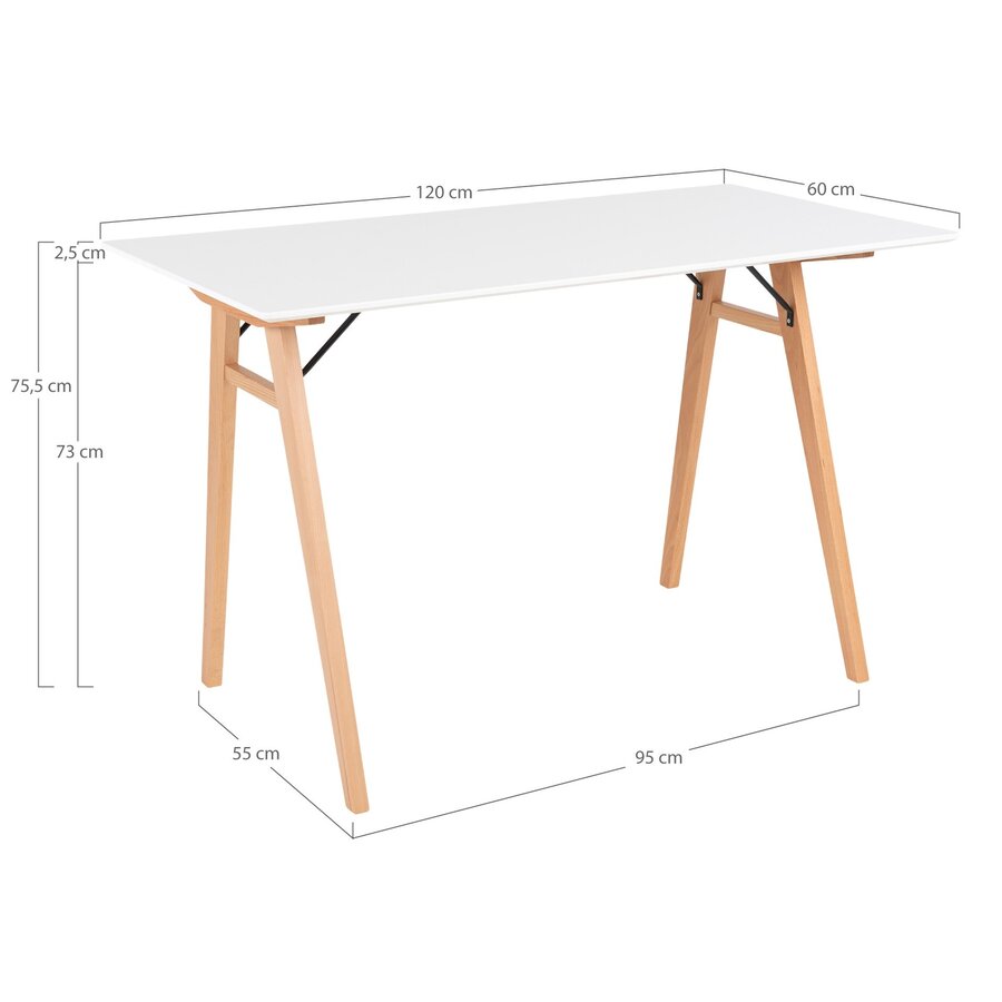Vojens 120 x 60 cm Bureautafel Wit Vojens 120 x 60 cm Bureautafel Wit