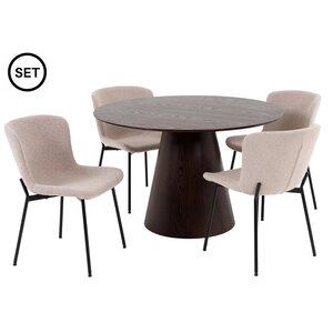 House Nordic Bolton / Maceda Ronde Eetkamer Set Walnoot