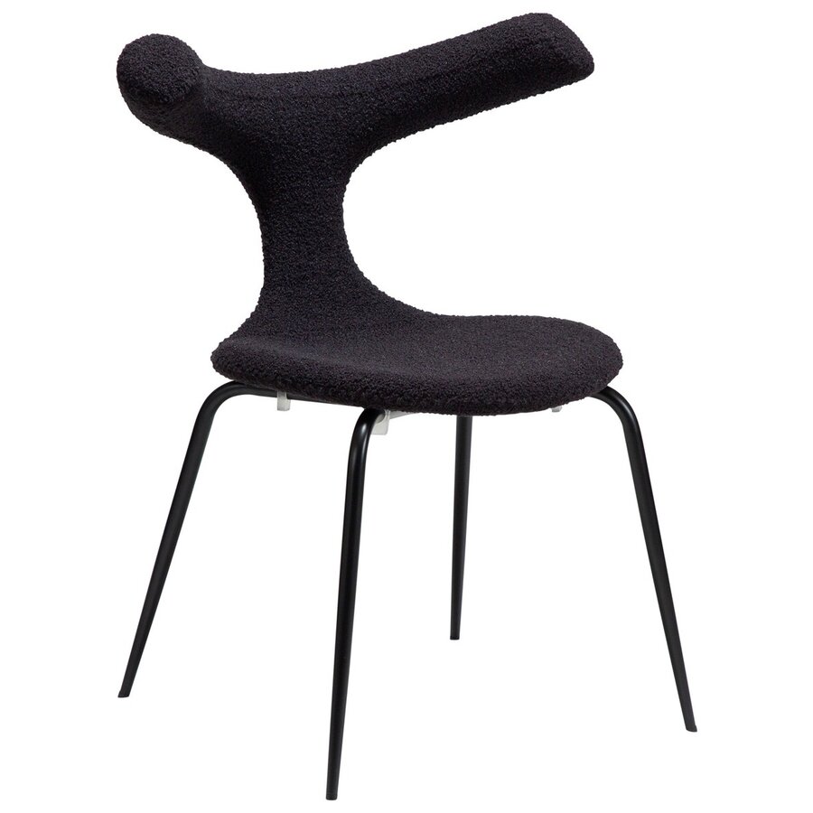 Bull Obsidiaan Zwart Bouclé Stoel Bull Obsidiaan Zwart Bouclé Stoel