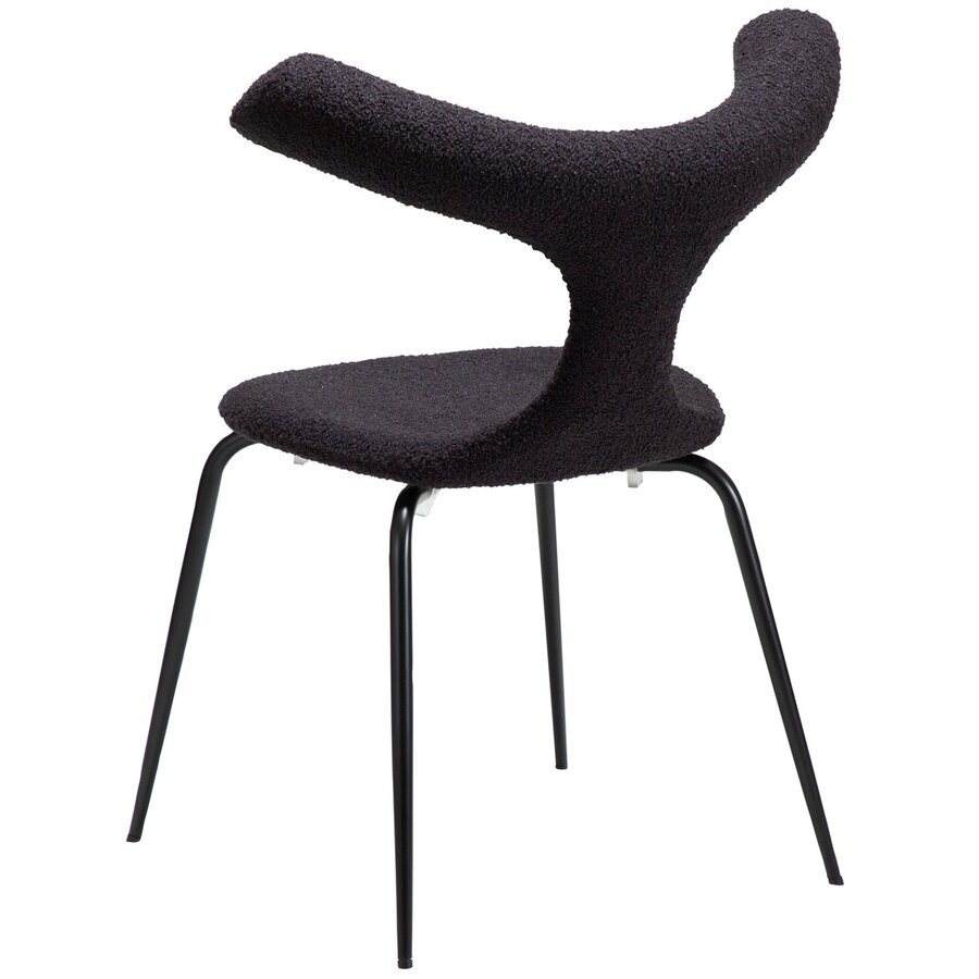 Bull Obsidiaan Zwart Bouclé Stoel Bull Obsidiaan Zwart Bouclé Stoel