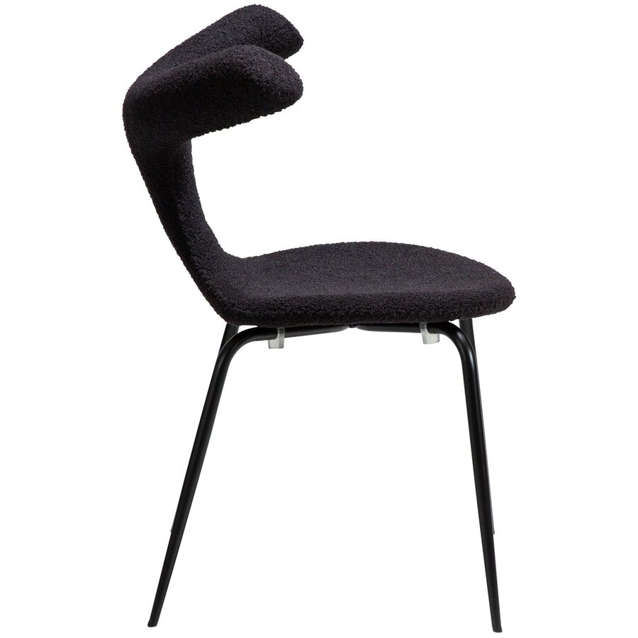 Bull Obsidiaan Zwart Bouclé Stoel Bull Obsidiaan Zwart Bouclé Stoel