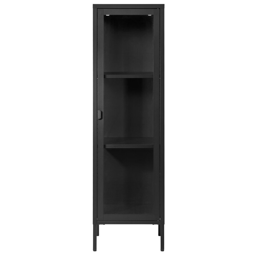 Brisbane Zwart / Glas Vitrinekast Slim H140 cm Brisbane Zwart / Glas Vitrinekast Slim H140 cm