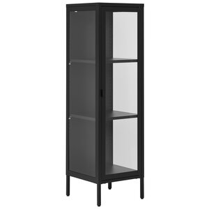 House Nordic Brisbane Zwart / Glas Vitrinekast Slim H140 cm