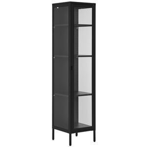 House Nordic Brisbane Zwart / Glas Vitrinekast Slim H180 cm