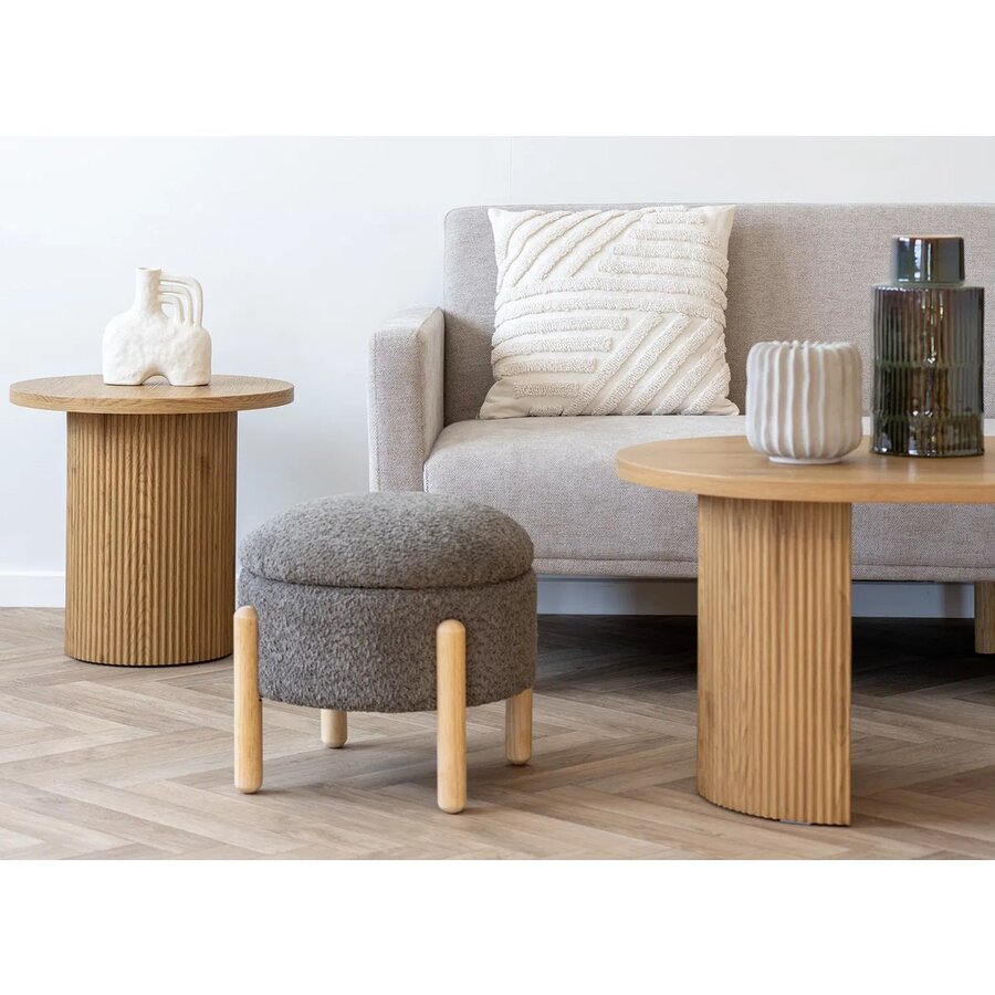 Medas Bruin Bouclé Poef met Opbergruimte Medas Bruin Bouclé Poef met Opbergruimte