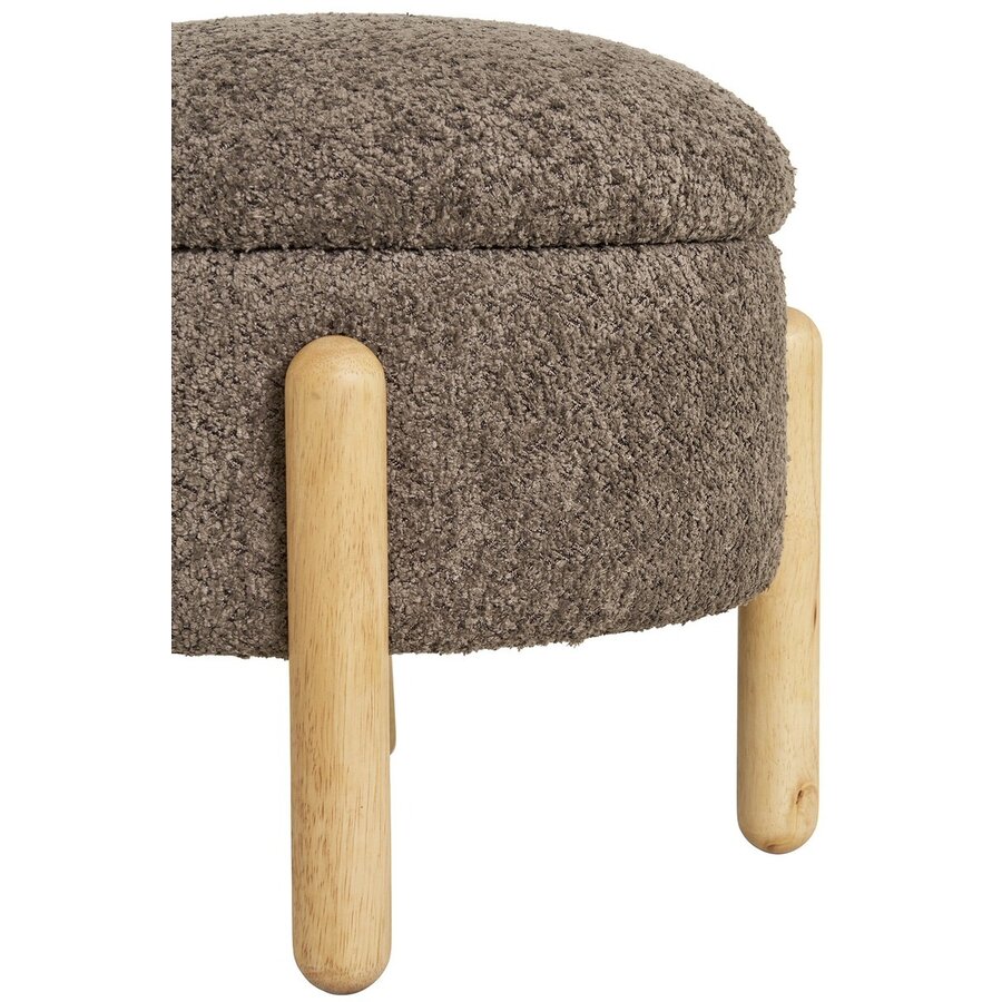 Medas Bruin Bouclé Poef met Opbergruimte Medas Bruin Bouclé Poef met Opbergruimte