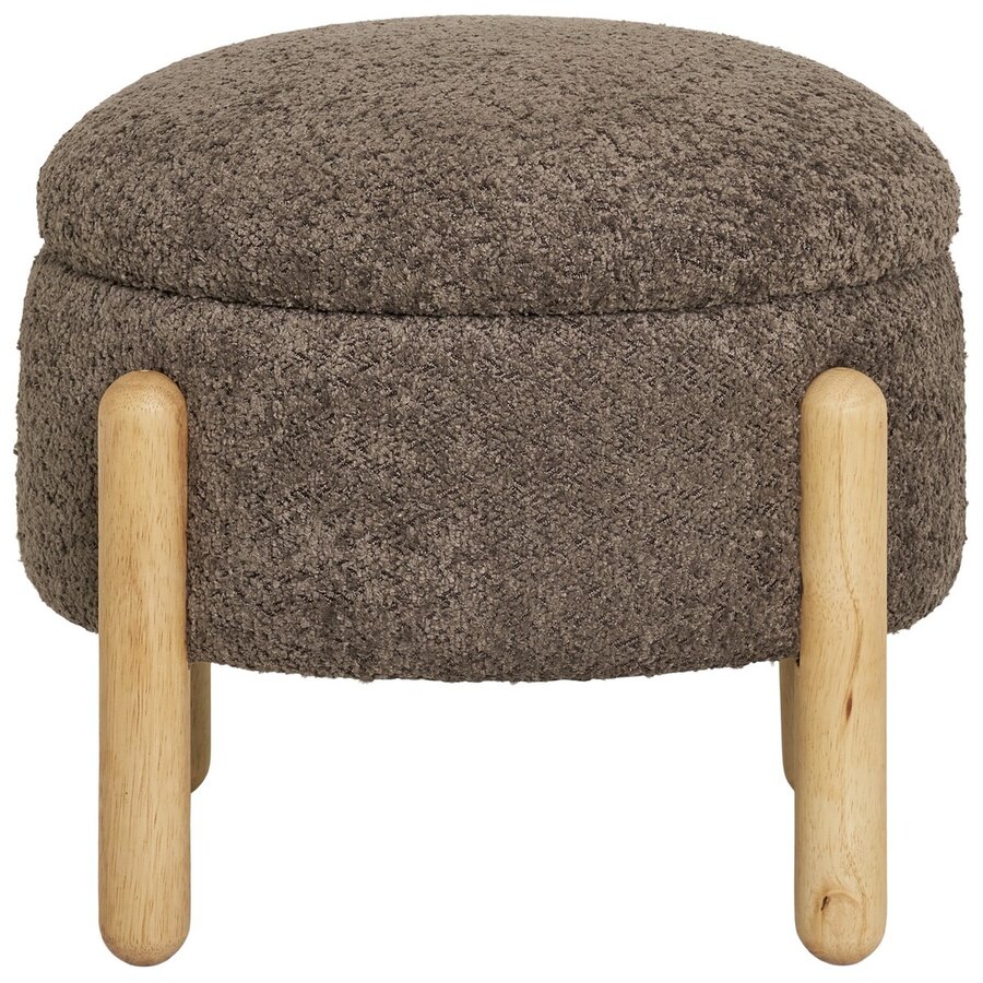 Medas Bruin Bouclé Poef met Opbergruimte Medas Bruin Bouclé Poef met Opbergruimte