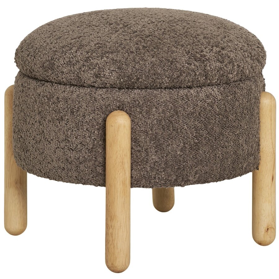 Medas Bruin Bouclé Poef met Opbergruimte Medas Bruin Bouclé Poef met Opbergruimte