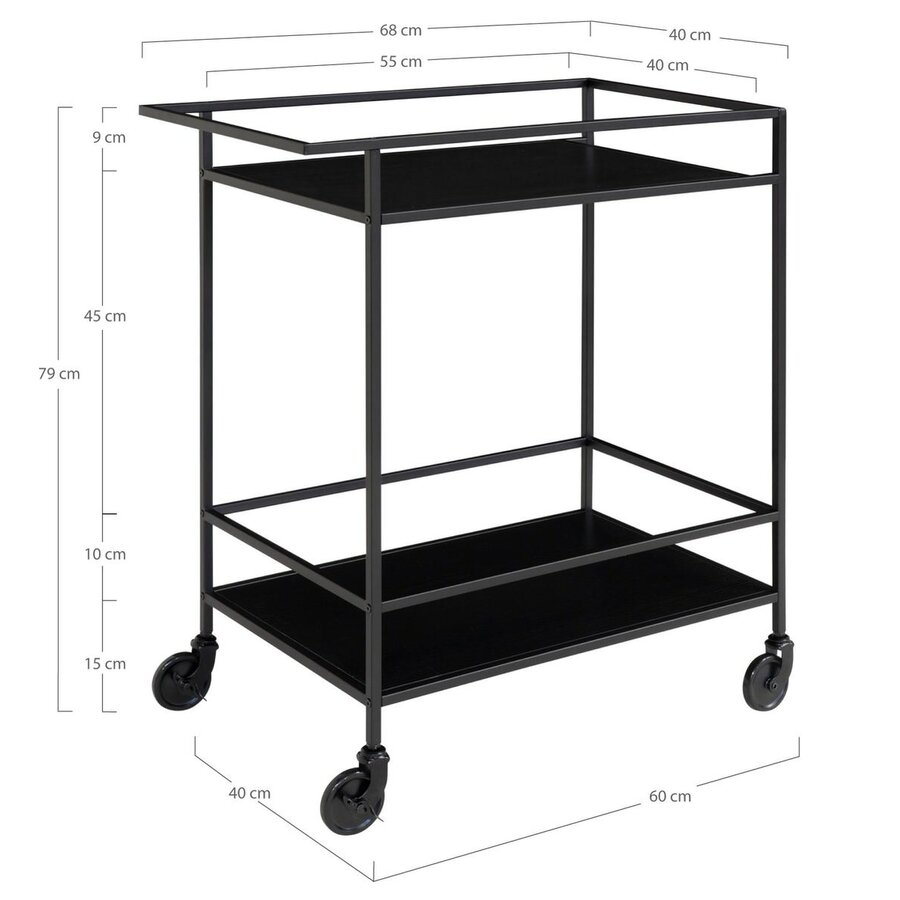 Vita Zwarte Serveerwagen