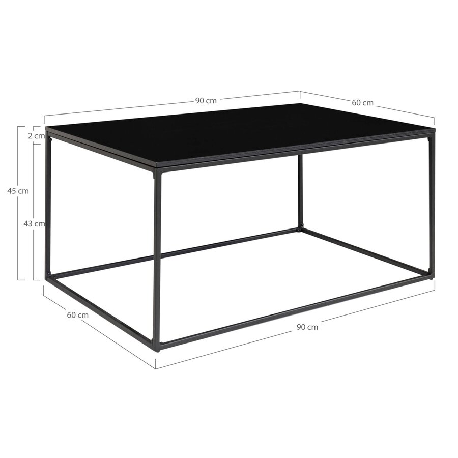 Vita Zwarte Salontafel Rechthoek 90 x 60 cm Vita Zwarte Salontafel Rechthoek 90 x 60 cm