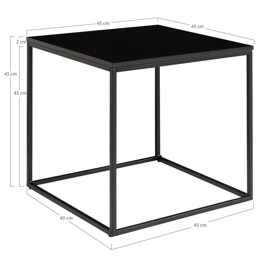 Vita Zwarte Bijzettafel Vierkant