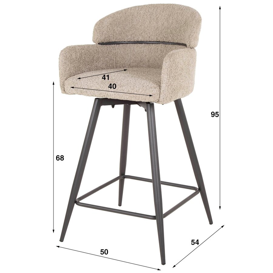 Rampart Zand Bouclé Barstoel Draaibaar Rampart Zand Bouclé Barstoel Draaibaar