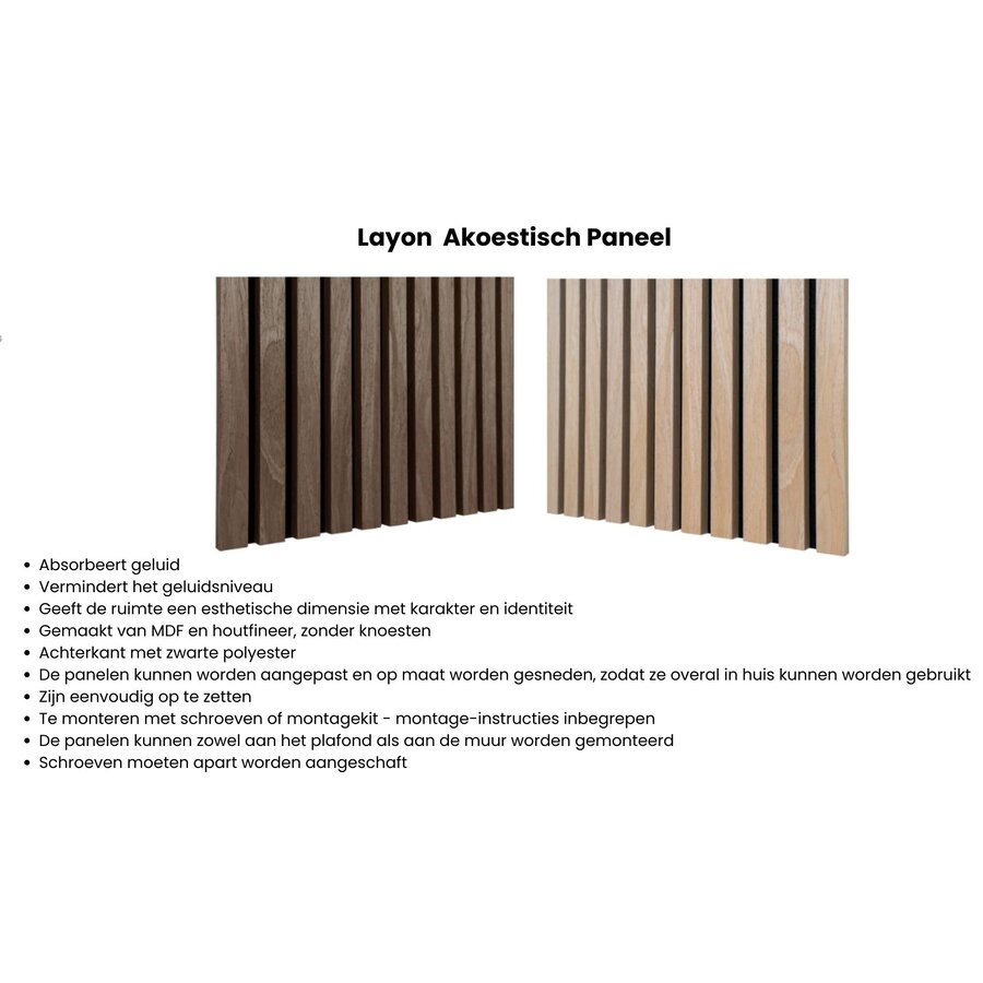 2x Layon Eiken Akoestisch Paneel 60 x 240 cm 2x Layon Eiken Akoestisch Paneel 60 x 240 cm
