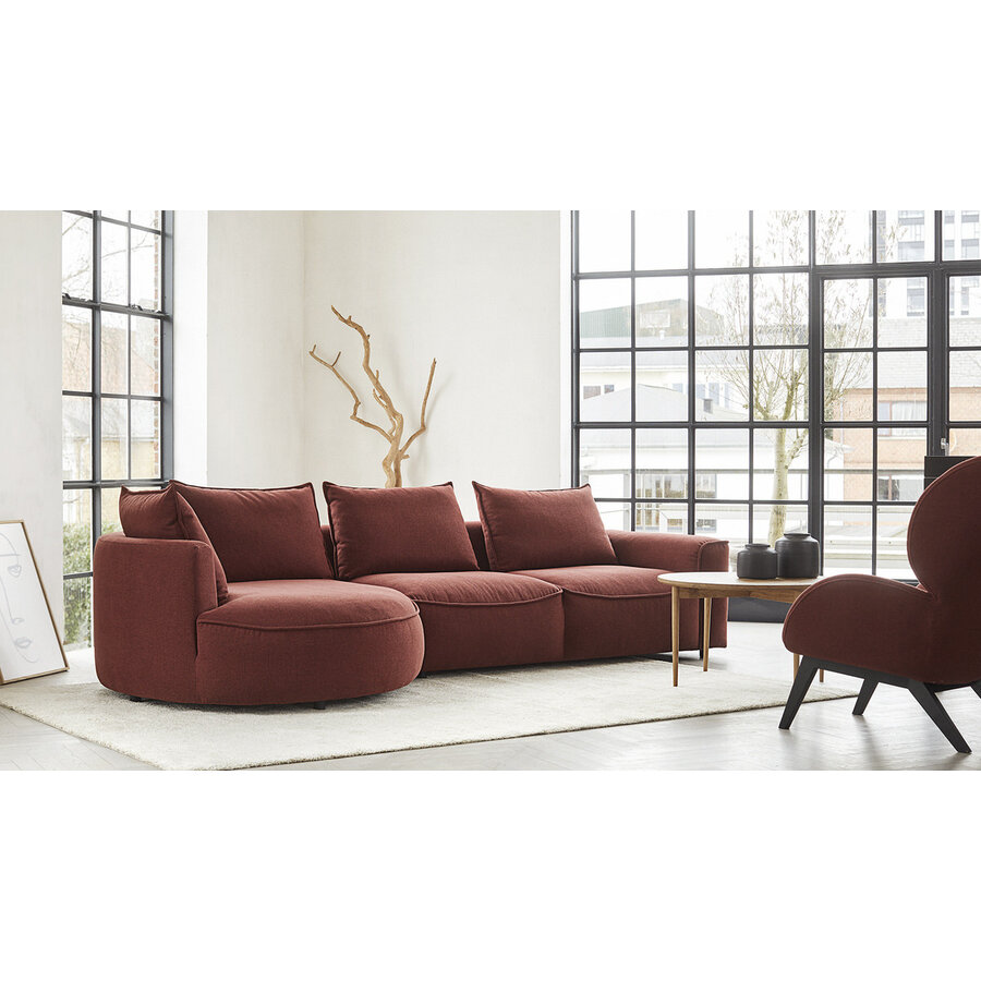Samone Wijnrood 2,5-Zits + Chaise Lounge Links Samone Wijnrood 2,5-Zits + Chaise Lounge Links