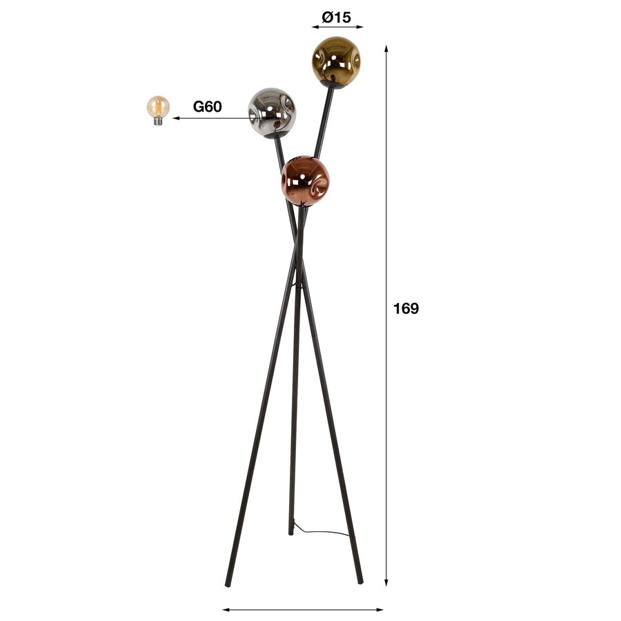 Molecule Mix Glass Vloerlamp 3L