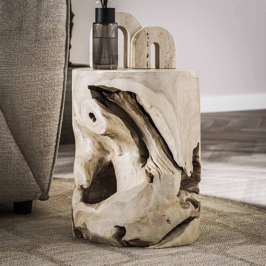 Natural Line Bijzettafel Teak Wit Natural Line Bijzettafel Teak Wit