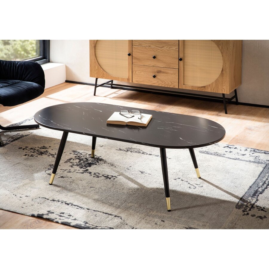Vetra Ovale Salontafel Zwart Marmerlook