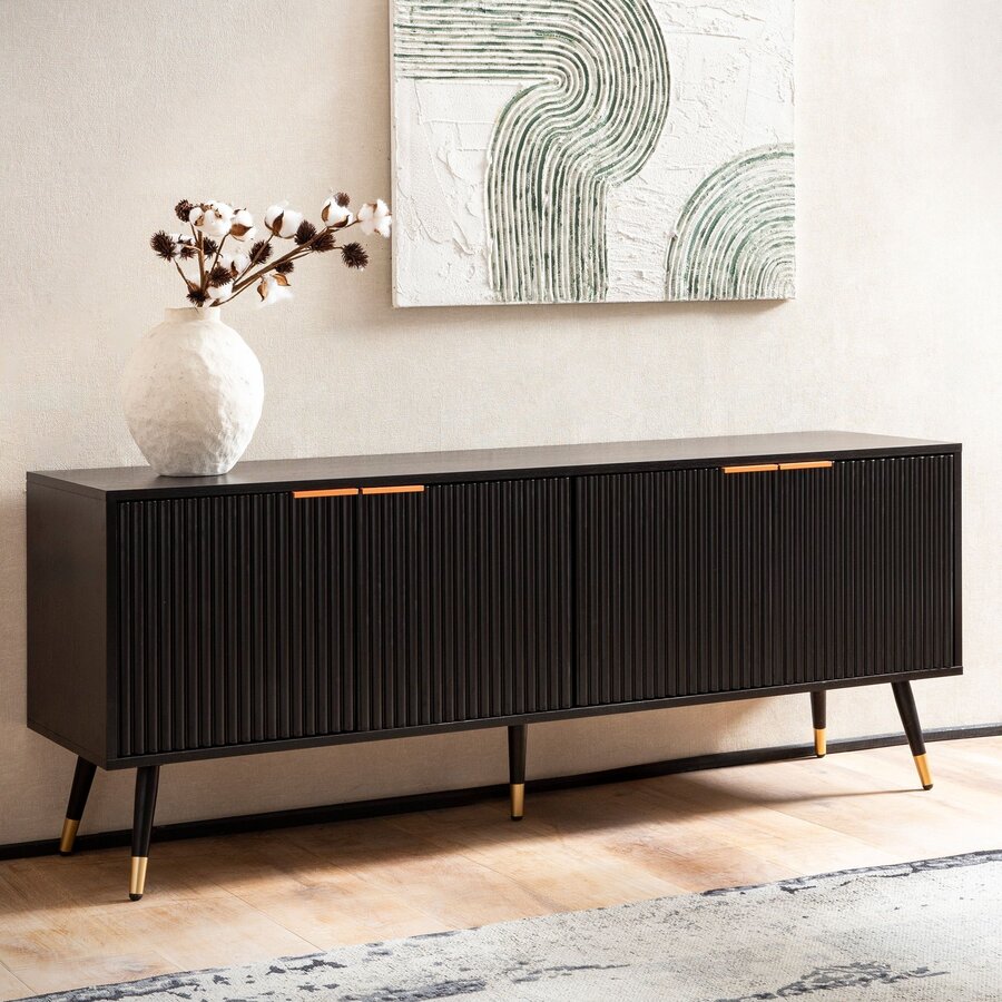 Nobel Zwart TV-Meubel 4-Deuren