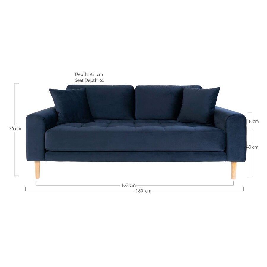 Lido Donkerblauw 2,5-Zits Bank Velvet Lido Donkerblauw 2,5-Zits Bank Velvet