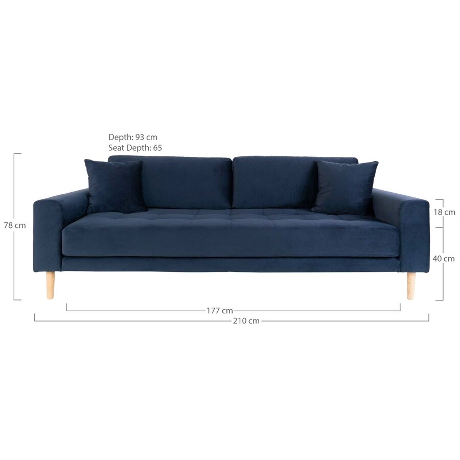 Lido Donkerblauw 3-Zits Bank Velvet Lido Donkerblauw 3-Zits Bank Velvet