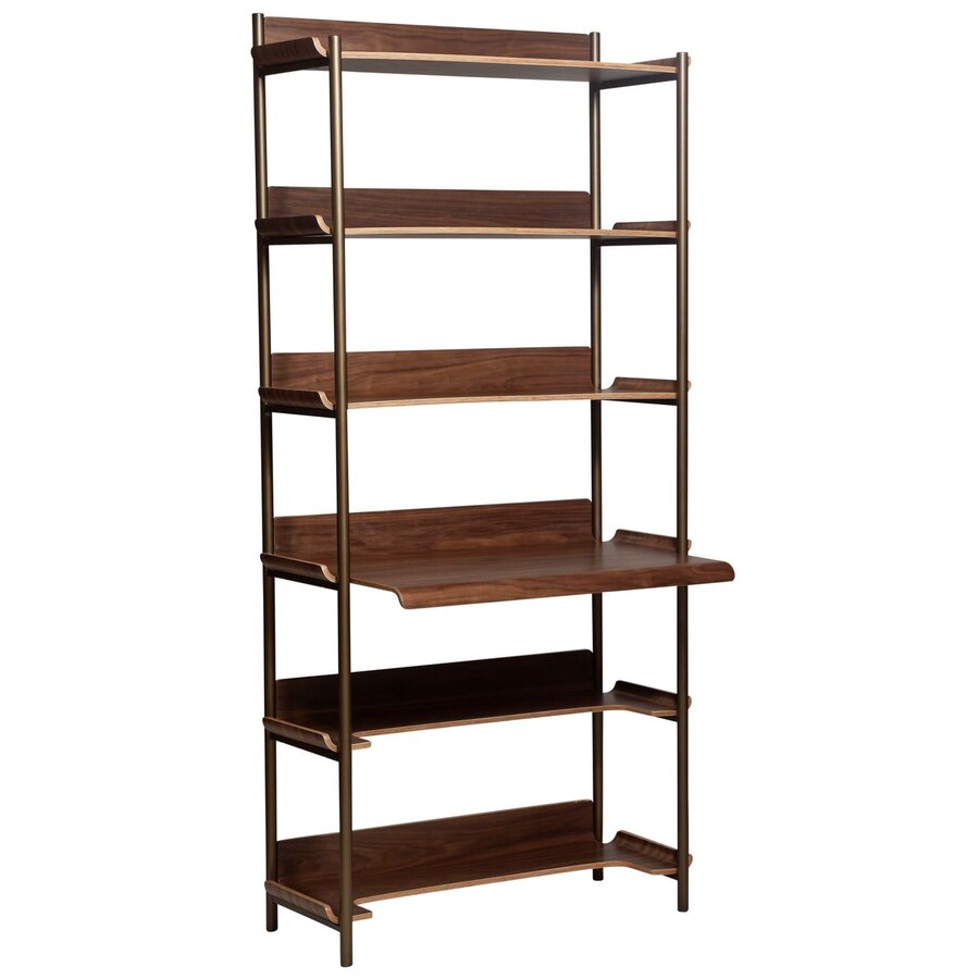 Friyay Walnoot Boekenkast met Bureaublad Friyay Walnoot Boekenkast met Bureaublad